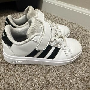 Adidas Kids White and Black Strap Sneakers